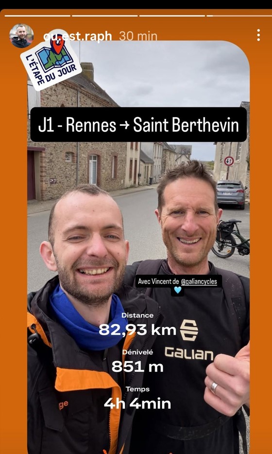 post instagram de Raph : étape J1 Rennes-Saint Berthevin